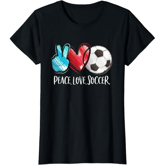 Soccer Player Soccer Fan Peace Love Soccer T-Shirt mens t shirt，black，women，funny，misfits，men，journey，t-shirt