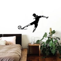 Soccer Player Soccer Kick Backheel Bicycle Kick Player Silhouette Vinyl Wall Sticker Art Decal Sport Boys Girls Kids Room Design Bedroom Decor Soccer PlayerSports Vinyl Decoration Size (40x40 inch)