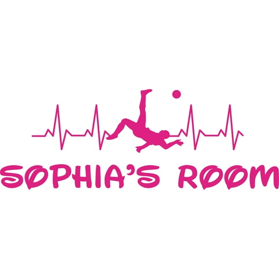 Soccer Player Sports Silhouette Customized Wall Decal - Custom Vinyl Wall Art - Personalized Name - Baby Girls Boys Kids Bedroom Wall Decal Room Decor Wall Stickers Decoration Size (15x30 inch)