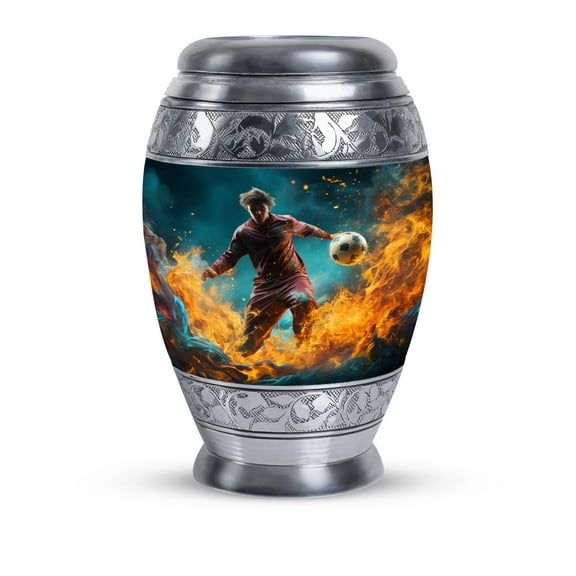 Soccer Player Urn For Cremation - Keepsake Urns For Ashes Small - Football Fan Urn, Memorial Urns For Human Ashes 3 Inch Small Keepsake Urn - Funeral Urn Decorations - Adult Cremation Urns