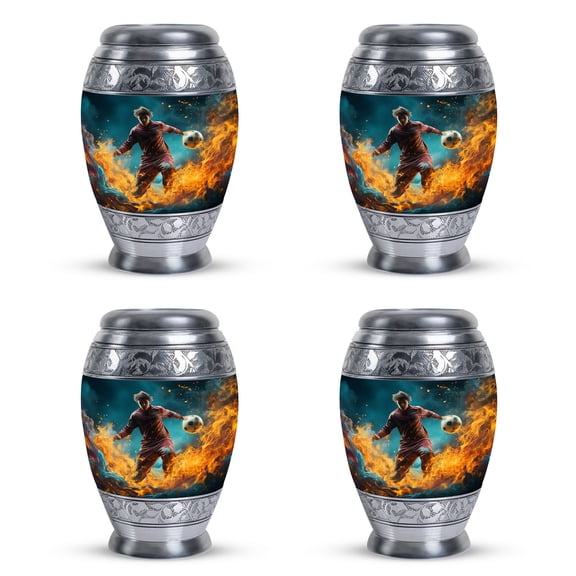 Soccer Player Urns For Human Ashes Adult Man, Small Keepsake Urn 3 Inch Pack Of 4 - Adult Cremation Urns - Keepsake Urns For Ashes Small - Burial Urn Decorations - Memorial Urns For Ashes