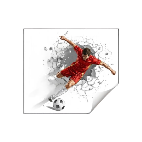 Soccer Player Wall Decal Removable Vinyl Sticker Sports Theme Mural for Bedroom Living Room Office Decor Art Print