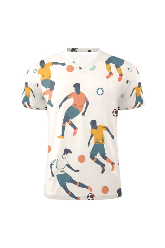 Soccer Players Playing Soccer Men's Sports Jerseys Athletic T-Shirt Football Referee Short Sleeves Shirt L