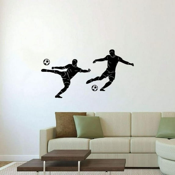 Soccer Players Soccer Player Playing Ball Kick Bicycle Kick Backheel Silhouette Vinyl Wall Sticker Art Decal Sports Boy Girl Kids Room Design Bedroom Soccer Sports Wall Sticker Vinyl Size (20x20 inch)