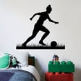 thumbnail image 1 of Soccer Playing Silhouette Girl Playing Soccer Field Goal Kick Kicker Own Goal Soccer Silhouette Wall Sticker Vinyl Decal Home Decor For Girl Children Room Home Bedroom Decoration Size (30x30 inch), 1 of 2