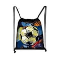 thumbnail image 1 of Soccer Print Drawstring Pouch Sports Storage Bag, Quilted Nylon Backpack, Water-Resistant Multi Pocket Travel Tote for Weekend Getaways and Business Trips, 1 of 6