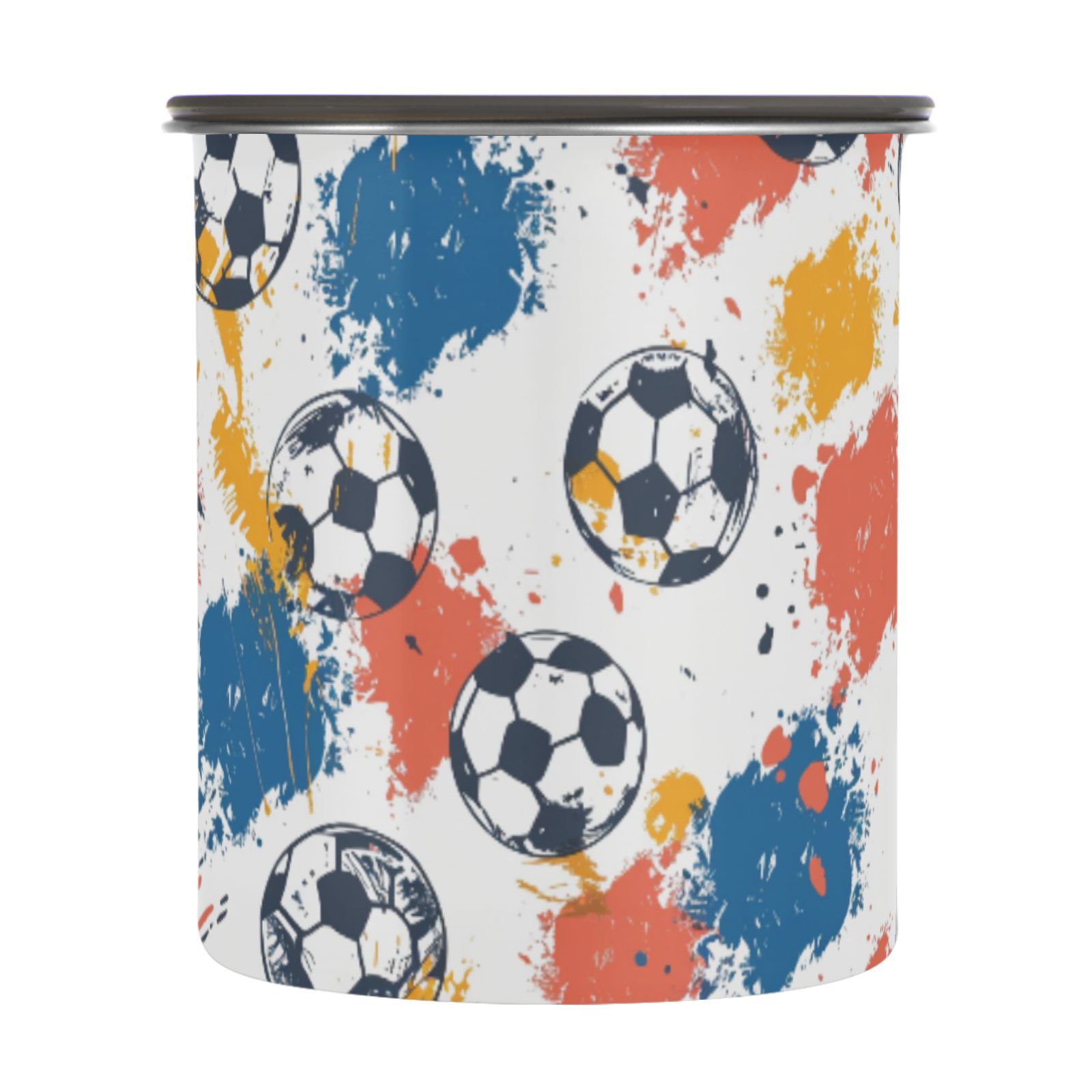 Soccer Printing Airtight Coffee Bean Canister 30oz Food Storage Containers with Lids For Gournd, Tea, Sugar, Flour, Rice, Cereal, Candy Cookie Jar