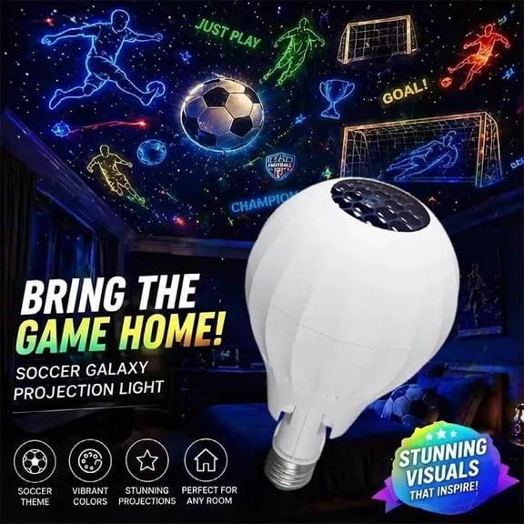 Soccer Projector Light with 180 Degree Rotation, Dynamic Moving Image Lamp for Sports Themed Bedroom, 3W Energy Efficient LED Party Decoration