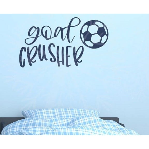 Soccer Quotes Wall Decor Decal Goal Crusher Vinyl Stickers Bedroom Art 36x20-Inch Deep Blue