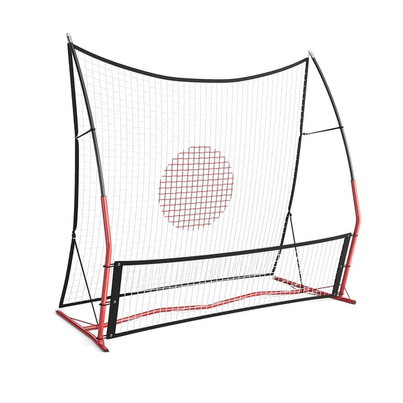 Soccer Rebounder, 2-in-1 Soccer Rebound Net Easy Setup, 6'x4.6' Large Net & 6'x16 Small Bounce Back Nets, for Outdoor Soccer Practice Team Volley Passing Solo Training