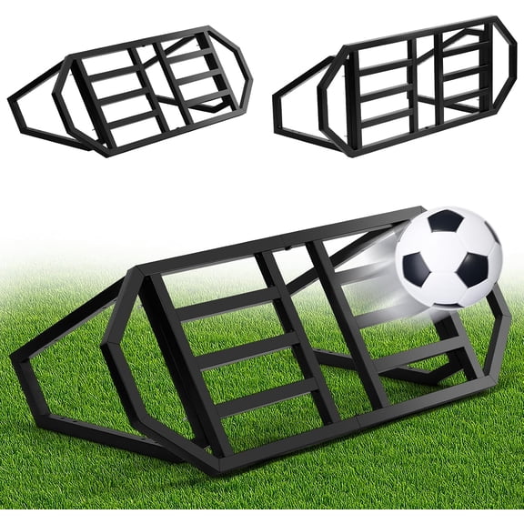 Soccer Rebounder Board, Soccer Wall Rebounder with 2 Angles, Portable Soccer Passing Board with Ground Nails, Soccer Training Equipment for Passing & Shooting Practice