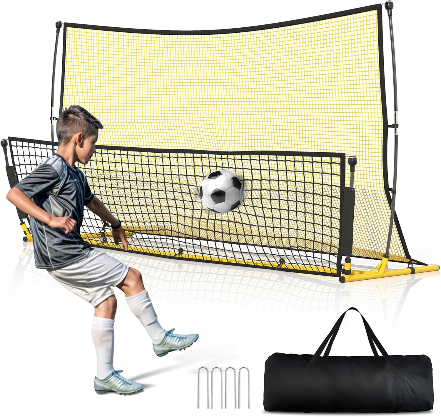 Soccer Rebounder Net, 2 in 1 Soccer Training Net, 7x4 FT Bounce Back