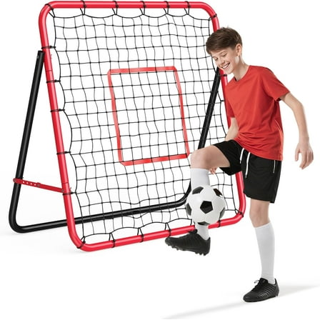 Soccer Rebounder Net – 40"x40" Portable Adjustable Bounce Back Trainer, Multi-Sport Rebounder for Soccer, Baseball, Softball & Hockey, Backyard Practice Goal for Kids & Adults