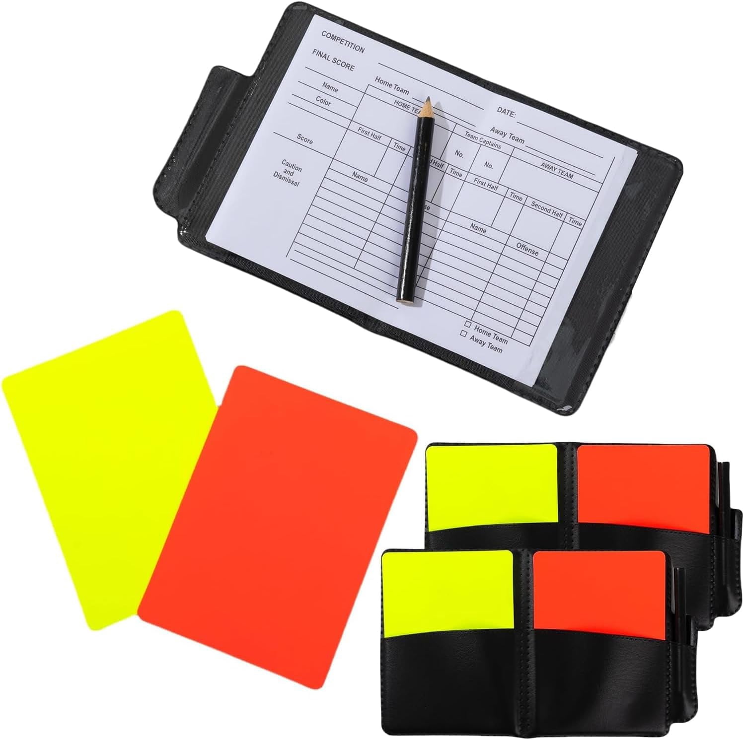 Refere Card Soccer Referee Card Set - 2pcs Red and Yellow Cards with Record Paper ...