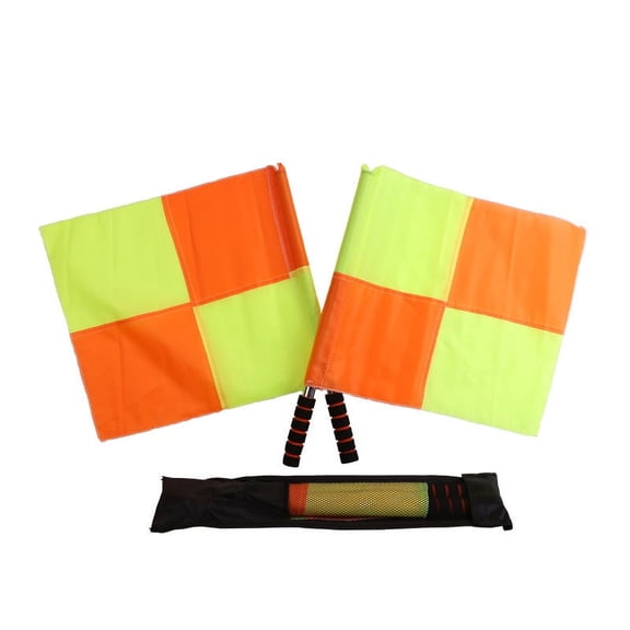 Soccer Referee Flags 2 Pack Checkered Linesman Flags With Storage Bag For Offside Signaling High Visibility Referee Equipment Set