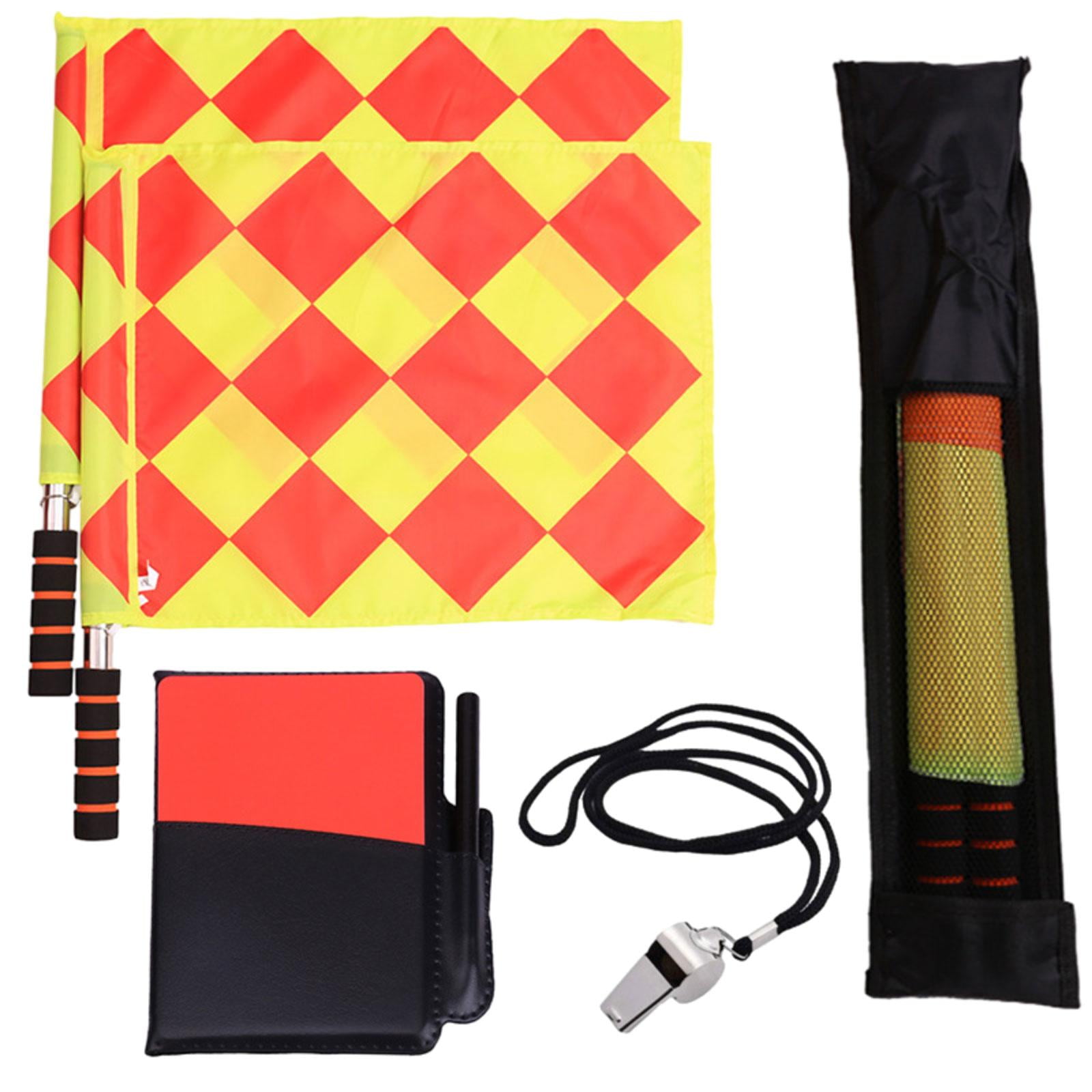 Soccer Referee Flags Referee Accessories Set Referee Whistle Sponge