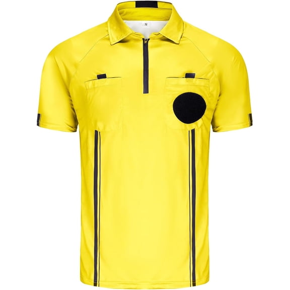 Soccer Referee Jersey, Short Sleeve Official Pro Shirt, Featuring a Badge Holder & Pockets