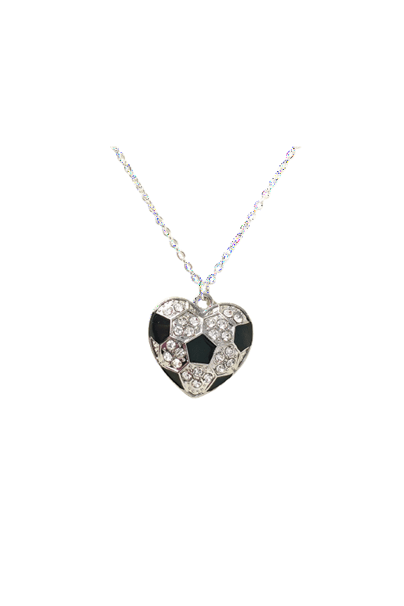 Soccer Rhinestone Love Pendant Necklace
