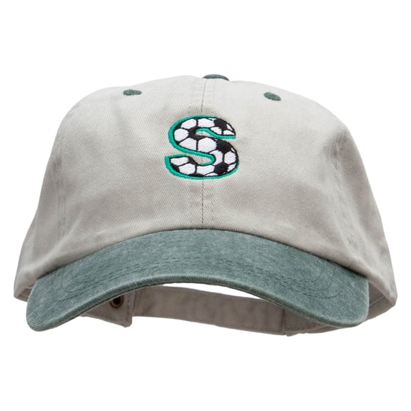 Soccer S Embroidered Pigment Dyed Wash Cap - Beige Green OSFM