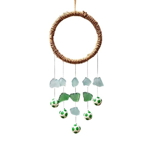 Soccer Sea Wind Chimes, Outdoor Soccer Garden Decorations, Musical, Sports Themed Patio Wind Chime Coastals Soccer Hanging Ornament for Outdoor Garden Patio Backyard Porch Decor