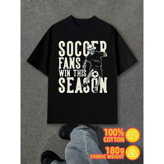 Soccer Season Tee men's black 180G 100% Cotton Everyday wear,suitable for the office,dates,and going out Funny Unisex Shirt Crewneck tshirts Basic Unisex Shirt Cotton tshirts