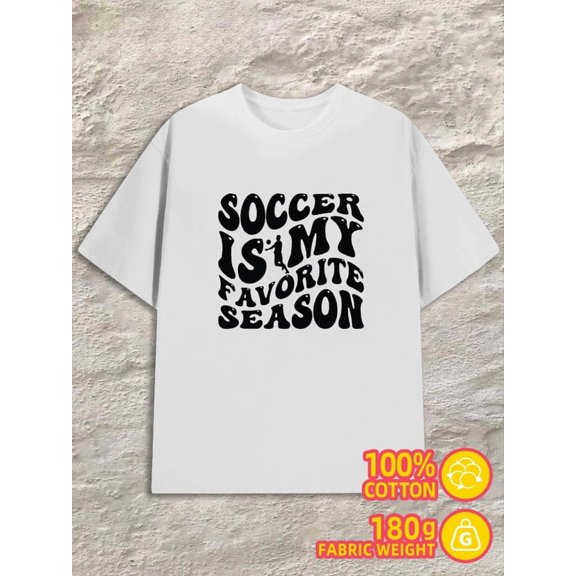 Soccer Season Tee mens 180G 100% Cotton white Retro Unisex Shirt Graphic tshirts Classic Unisex Shirt Short Sleeve tshirts Fashion Unisex Shirt Graphic tshirts