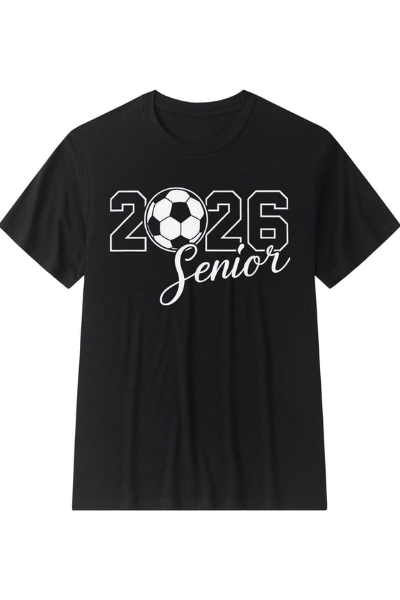 Soccer Senior 2026 Graduation T-Shirt - Class of 2026 Athlete Sports Tee - Funny Retro High School College Graduation Gift for Men Women Unisex Black