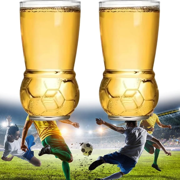 Soccer Shaped Glass Beer Cup, 15.4oz, Clear