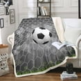 thumbnail image 1 of Soccer Sherpa Blanket Boys Football Field Goal Blanket Throw Summer Team Sports Games Fleece Blanket Fantasy Bubble Fuzzy Blanket For Kids Girls Teens Baby 30"x40" Green White Child Room Decor, 1 of 5