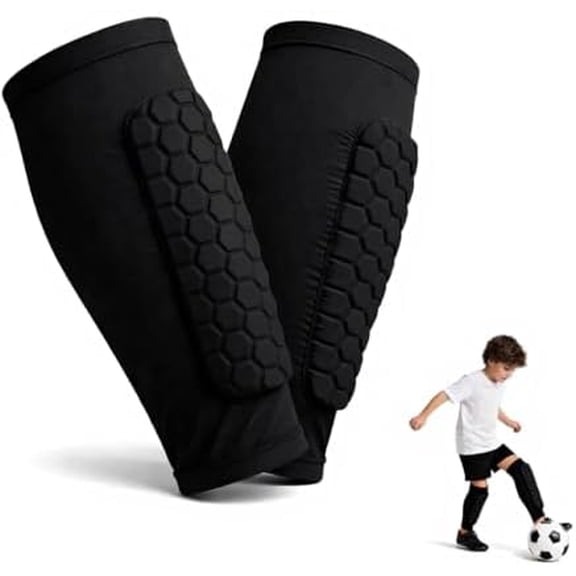 Soccer Shin Defender Shin Guards Pads for Kids, Youth Adult, Ski Calf Compression Sleeve with Honeycomb Pads, Shin Guard Soccer Sleeves for Boys, Girls, Support for Ski Basketball Boxing