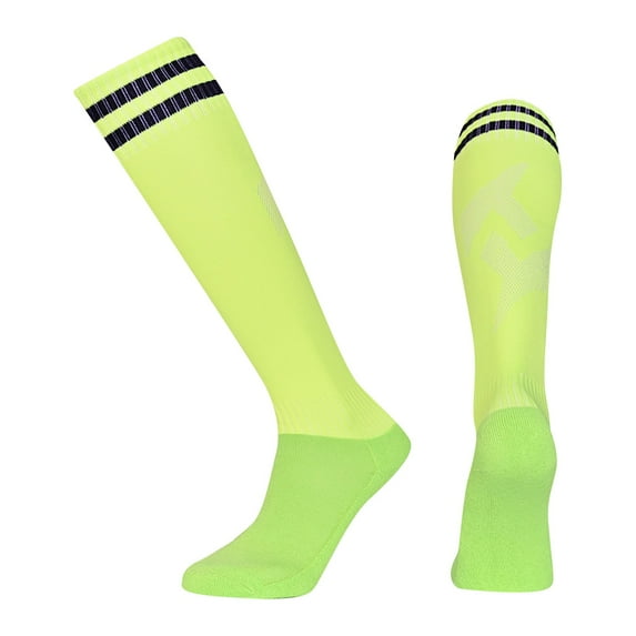 Soccer Shin Guards for Kids Youth, Shin Pads and Long Soccer Socks for 3-15 Years Old Boys Girls Toddler Children Teenagers, Soccer Equipment for Football Games Fluorescent Green