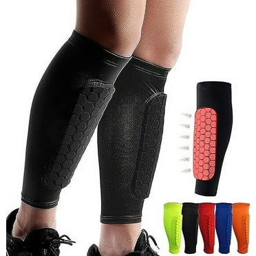 Soccer Shin Guards Shin Pads for Kids Youth Adult, Calf Compression Sleeve with Honeycomb Pads, Support for Shin Splint Baseball Boxing MTB, Lightweight ( 1Pair, Black, M)