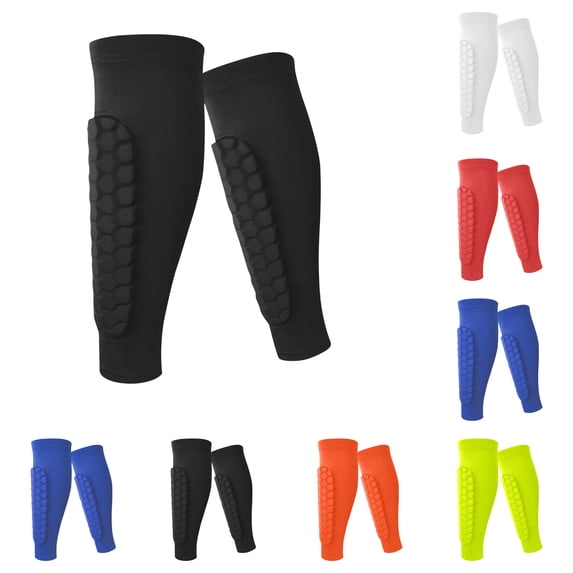 Soccer Shin Guards Shin Pads for Youth Adult, Calf Compression Sleeve with Honeycomb Pads, Lightweight Calf Protective Soccer Gear for Football Baseball Boxing Black L