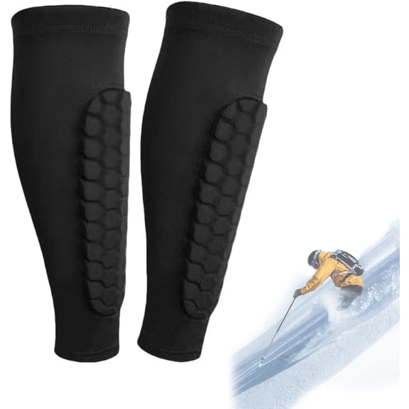 Soccer Shin Guards Shin Pads for Kids Youth Adult, Ski Shin Guards Calf Compression Sleeve for Sports(Black)