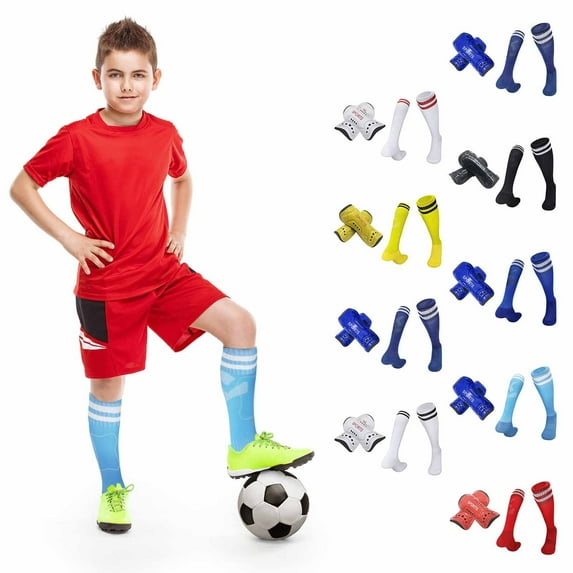Soccer Shin Guards and Socks for Toddler Youth, Lightweight Soccer Shin Pads Protective Defender Gear for 3-5, 5-10, 10-15 Years Old Teen Boys Girls Sports Game(Yellow,M)