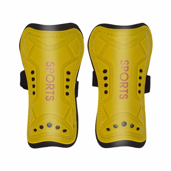 Soccer Shin Guards, Thickened Double Layer Insert Protective Shinguards, Breathable Padded Calf Guards for Soccer Training and Game, Yellow, One Pair