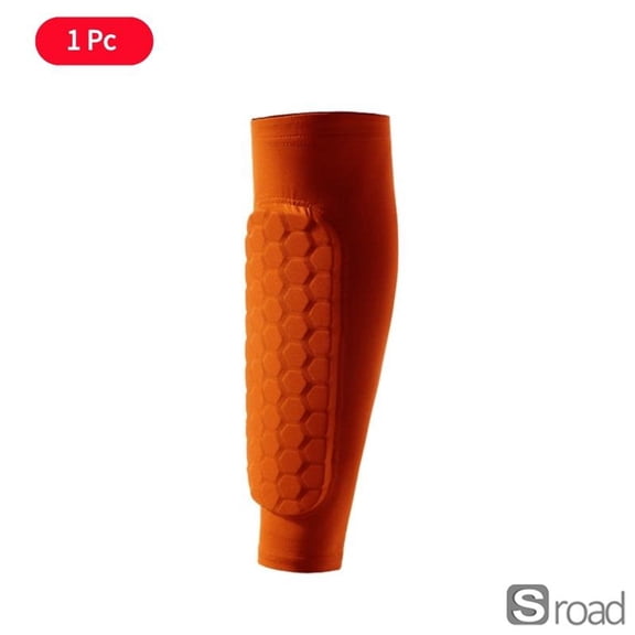 Soccer Shin Guards With Compression Sleeves - 2Pcs Honeycomb Protective Calf Socks For Football, Basketball, Running - Kids & Adults,1Pc Orange,M