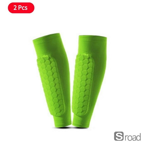 Soccer Shin Guards With Compression Sleeves - 2Pcs Honeycomb Protective Calf Socks For Football, Basketball, Running - Kids & Adults,2PCS green,L