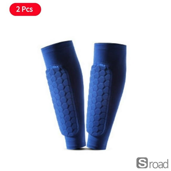 Soccer Shin Guards With Compression Sleeves - 2Pcs Honeycomb Protective Calf Socks For Football, Basketball, Running - Kids & Adults,2pcs Blue,M
