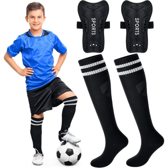 Soccer Shin Guards and Socks shin guard for Toddler Youth, Lightweight Soccer Shin Pads Protective Defender Gear for Sports Game-Black,L