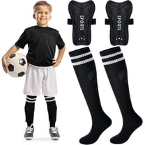 Soccer Shin Guards and Socks shin guard for Toddler Youth, Lightweight Soccer Shin Pads Protective Defender Gear for Sports Game-Black,S