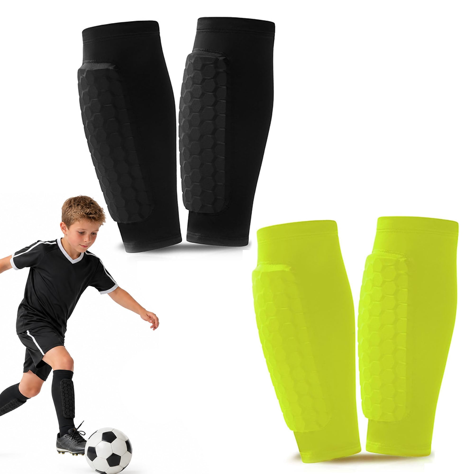 Soccer Shin Guards for Youth, Honeycomb Protective Pads with ...