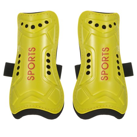 Soccer Shin Pads Size L, 2 Pack Breathable PVC Sport Guard for Adult, Yellow