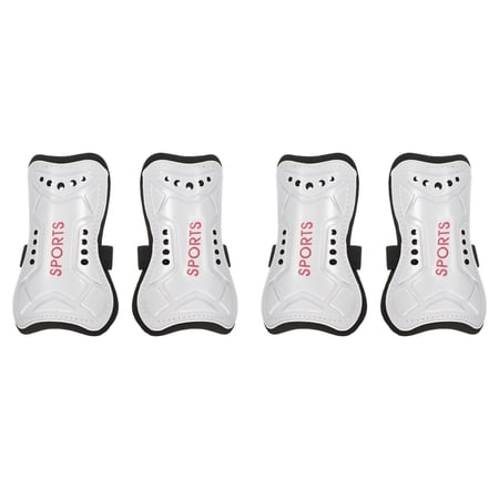 Uxcell Polyvinyl Chloride Soccer Shin Pads Size L 4 Pack Breathable Sport Guard for Adult White