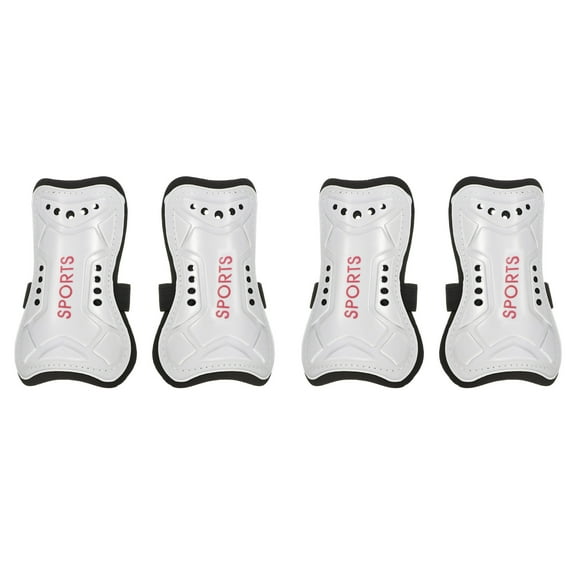 Uxcell Polyvinyl Chloride Soccer Shin Pads Size L 4 Pack Breathable Sport Guard for Adult White