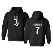 Soccer Shirt #7 Ronaldo CR7 Cristiano Juve Boys Girls Youth Hooded Sweatshirt (Black, Youth Medium)