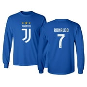 SMART ZONE Soccer Shirt #7 Ronaldo CR7 Cristiano Juve Boys Girls Youth Long Sleeve T-Shirt (Royal, Youth Small)