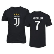 Soccer Shirt #7 Ronaldo CR7 Cristiano Juve Boys Girls Youth T-Shirt (Black, Youth Large)