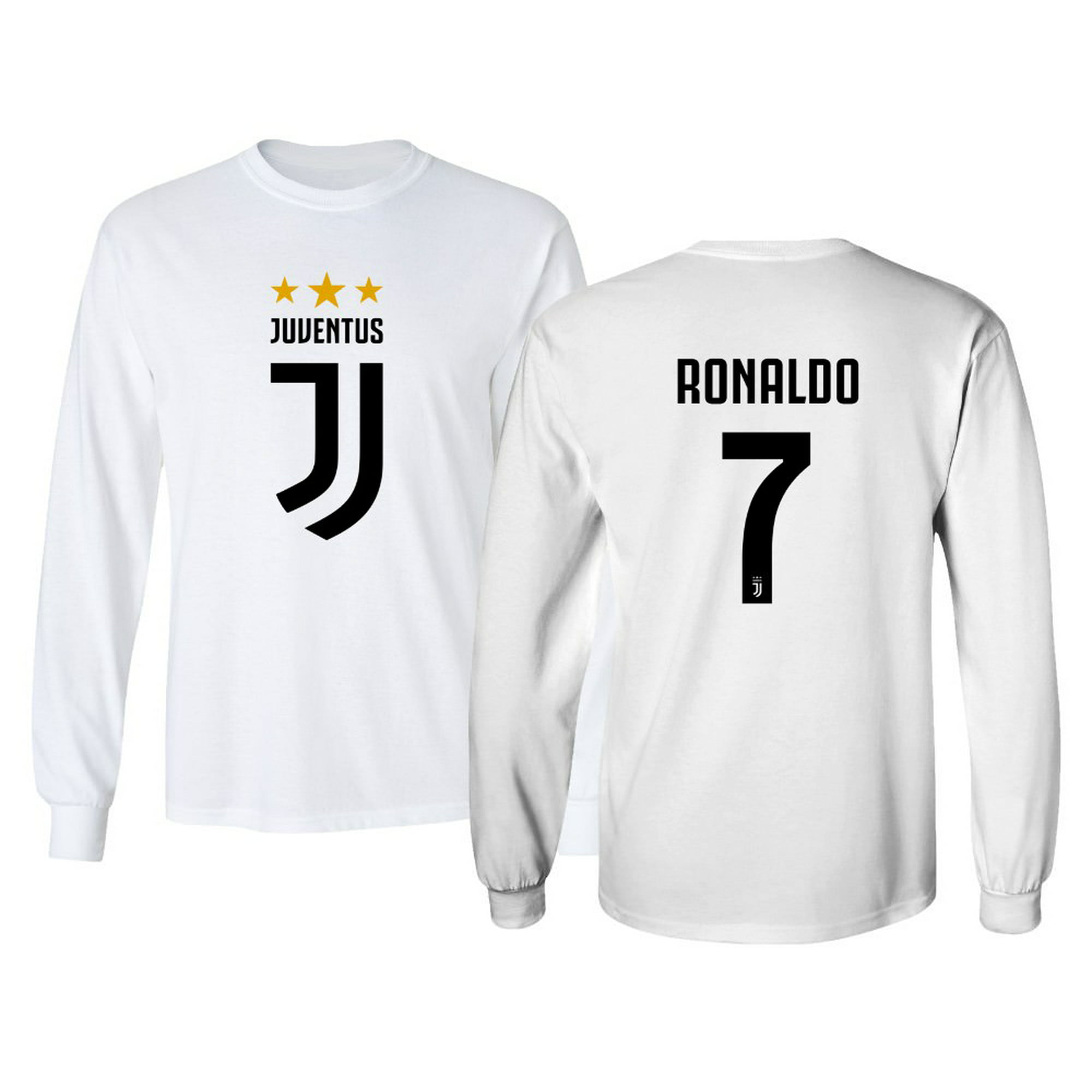 Soccer Shirt #7 Ronaldo CR7 Cristiano Juve Men's Long Sleeve T-Shirt  (White, Adult Medium) 