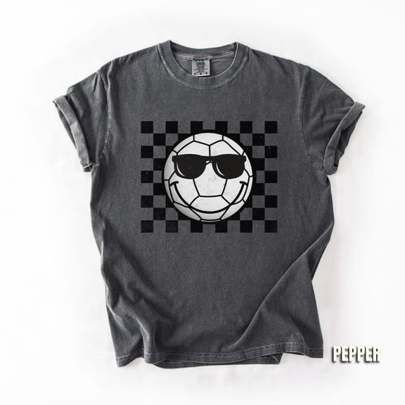 Soccer Shirt, Checker Happy Face Shirt, Soccer Game Day Tee, Soccer Family Shirt, Soccer Player Gift, Soccer Team Mom Shirt